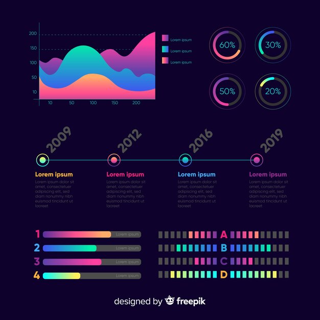 Set elementos infografía degradados