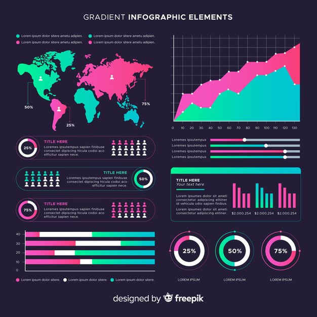 Set elementos infografía degradados