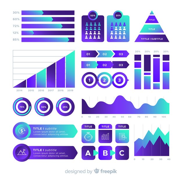 Set elementos infografía degradados