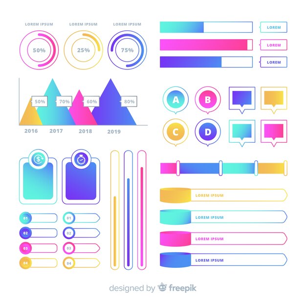 Set elementos infografía degradados