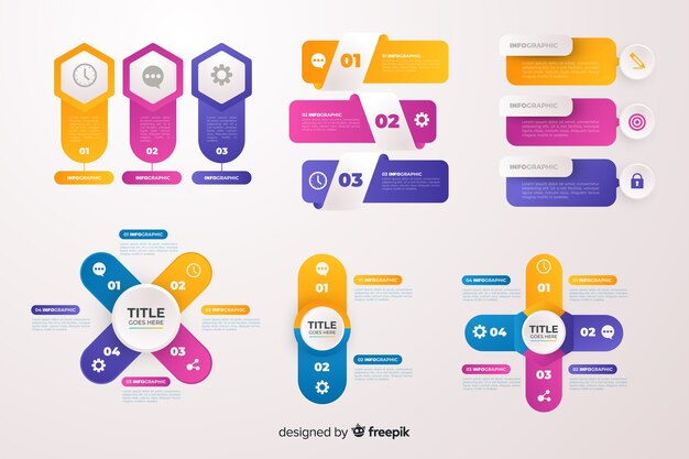 Set elementos de infografía de negocios degradados