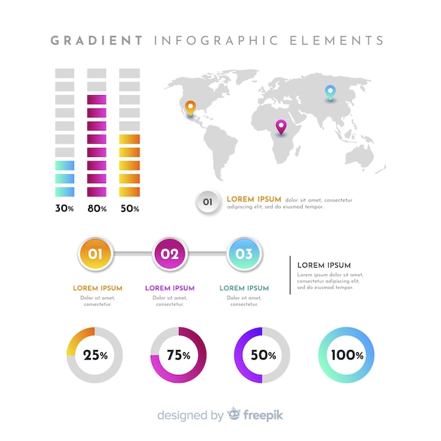 Set elementos de infografía de negocios degradados