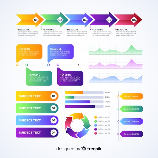 Vector gratuito set de elementos de infografía