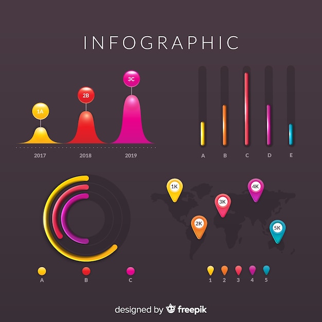 Vector gratuito set de elementos de infografía