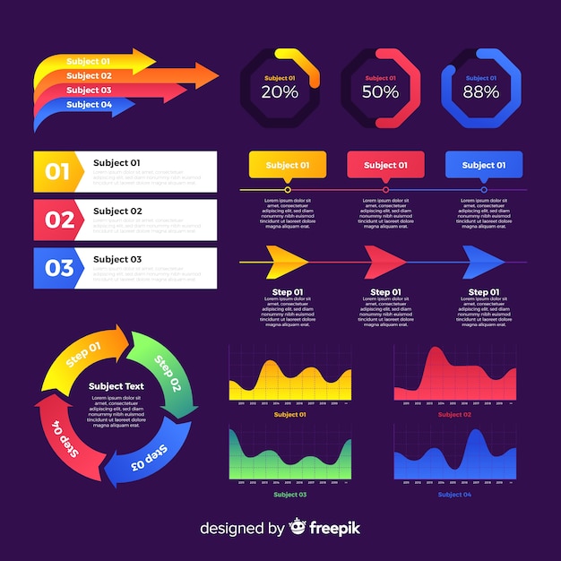 Vector gratuito set de elementos de infografías