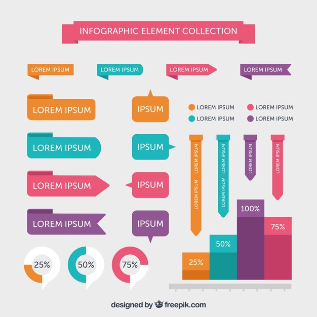 Set de elementos infográficos en colores pastel