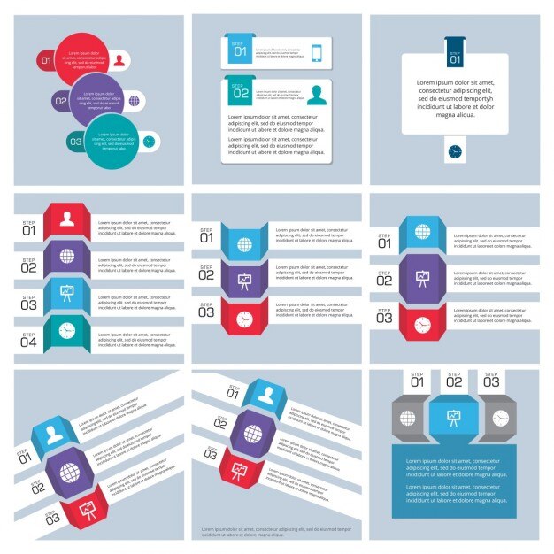 Set de elementos infográficos de colores 