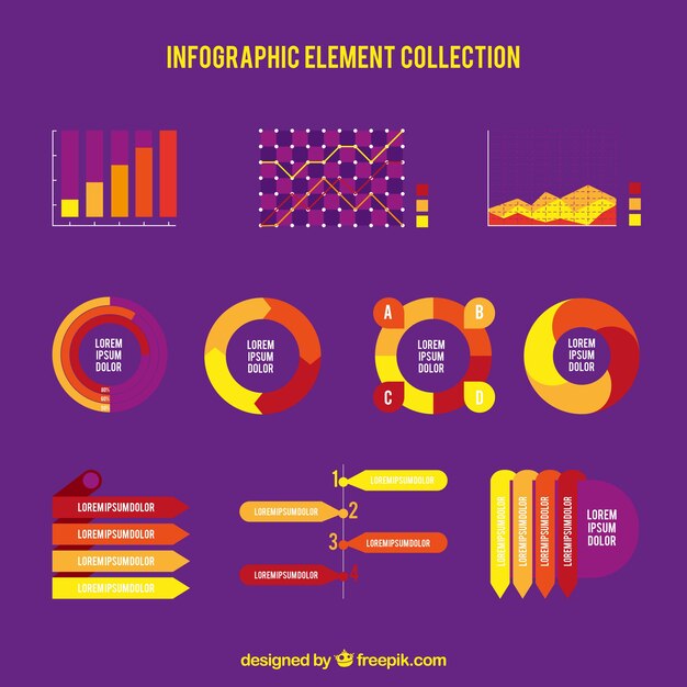Set de elementos infográficos con detalles amarillos