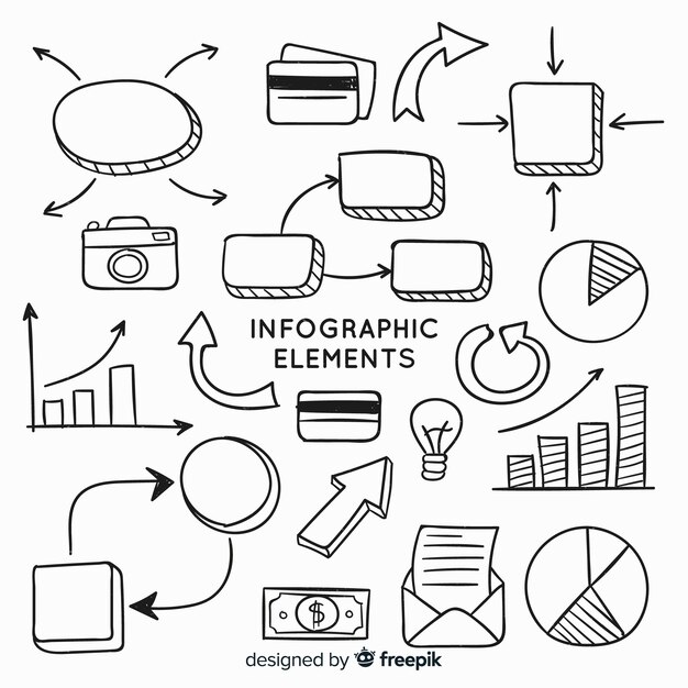 Set de elementos infográficos dibujadas