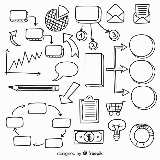 Set de elementos infográficos dibujadas