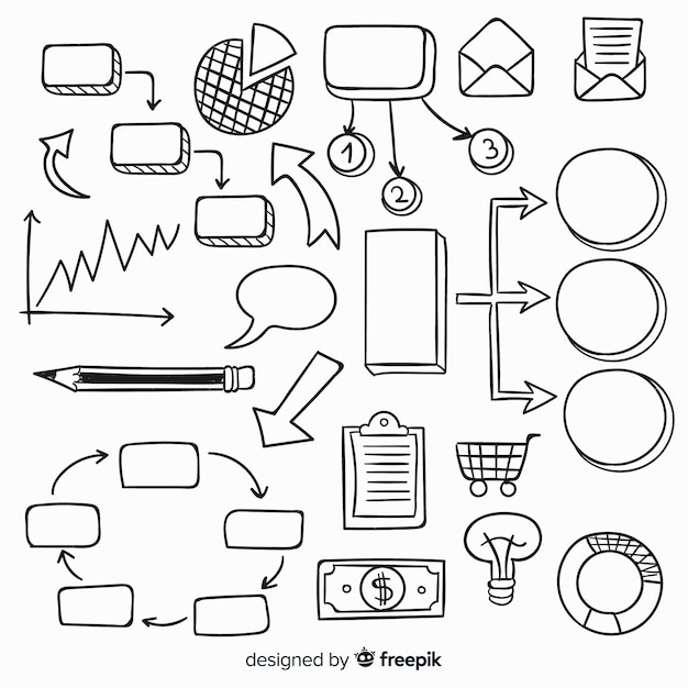 Set de elementos infográficos dibujadas