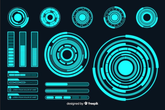 Vector gratuito set de elementos infográficos y holográficos de estilo futurista