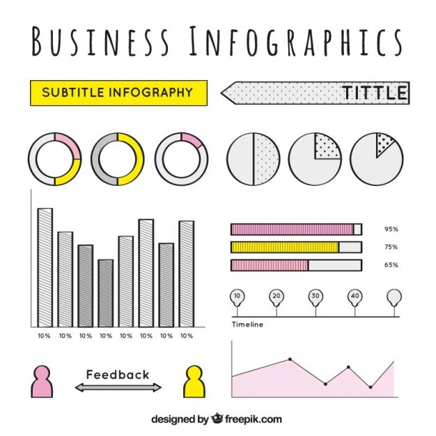 Set de elementos infográficos de negocios dibujados a mano