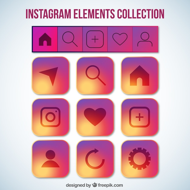 Vector gratuito set de elementos de instagram