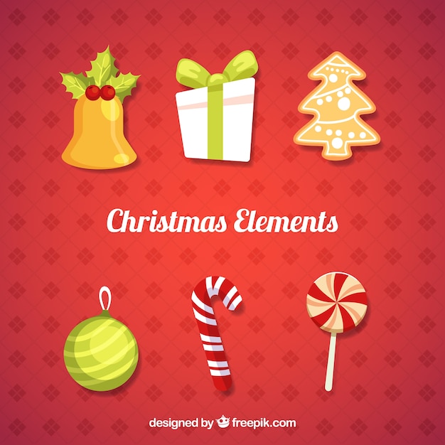 Vector gratuito set de elementos de navidad decorativos