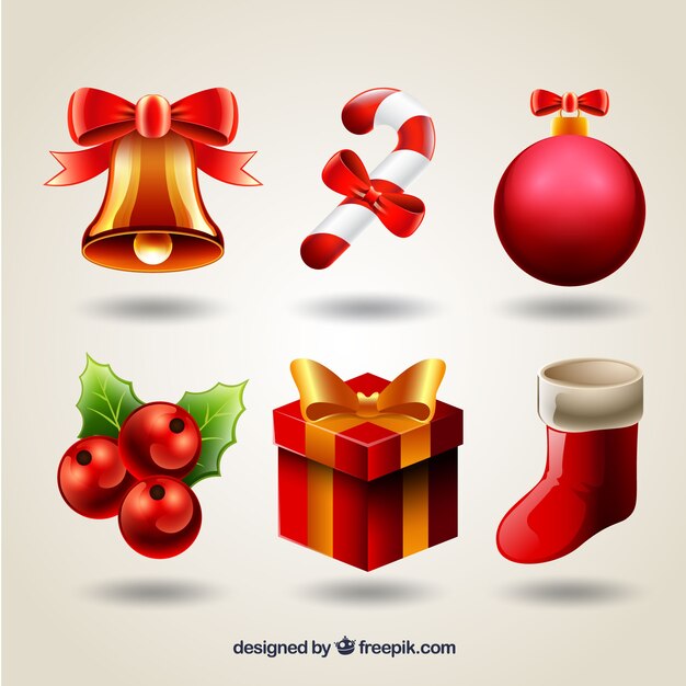 Set de elementos navideños decorativos