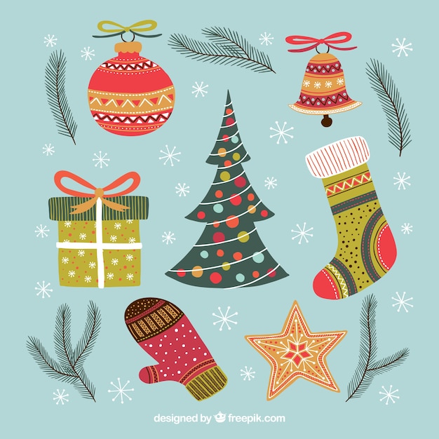 Set de elementos navideños