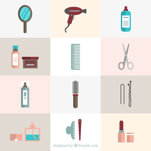Set de elementos planos de peluquería