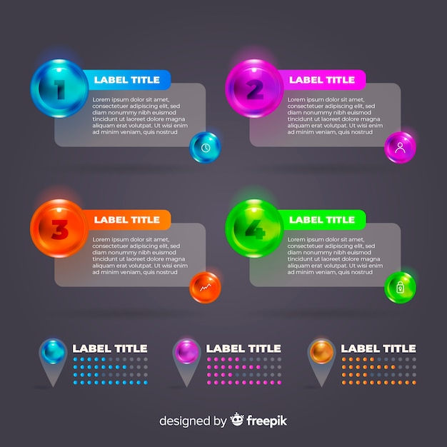 Vector gratuito set de elementos plásticos realistas de infografía