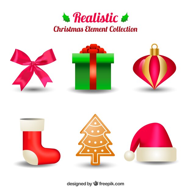 Set de elementos realistas navideños 