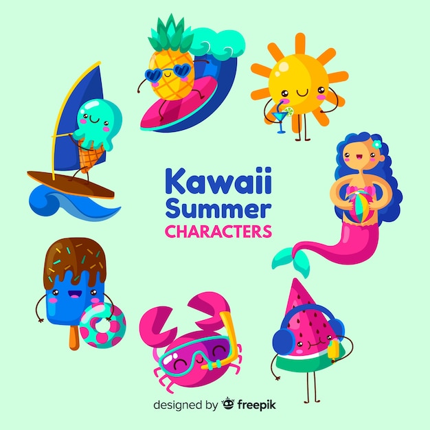 Set elementos de verano kawaii