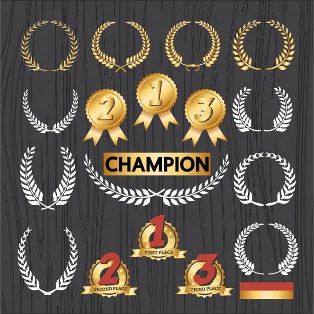 Vector gratuito set de emblemas de campeon