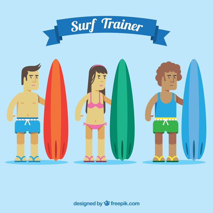 Vector gratuito set de entrenadores de surf