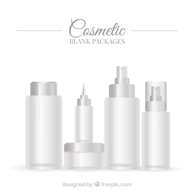 Set de envases blancos de productos de belleza 