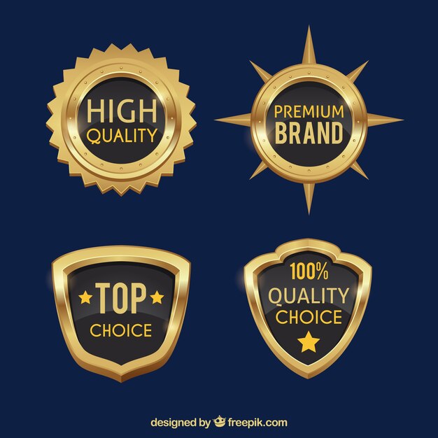 Set de escudos e insignias doradas premium