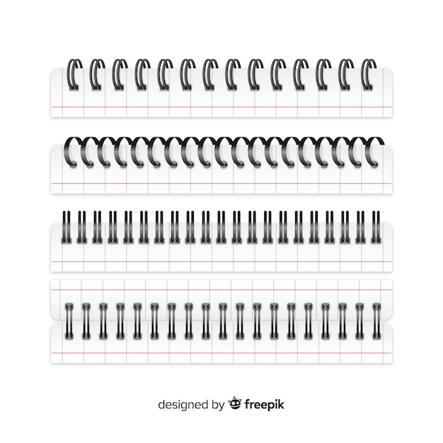 Vector gratuito set de espirales realistas para cuadernos