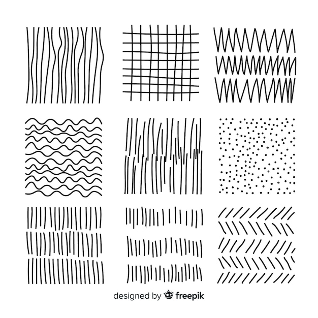 Vector gratuito set de estampados dibujados de formas abstractas