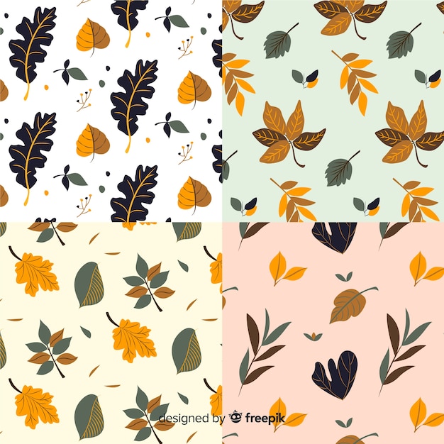 Set de estampados dibujados de otoño