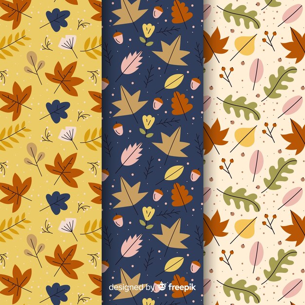 Set de estampados dibujados de otoño