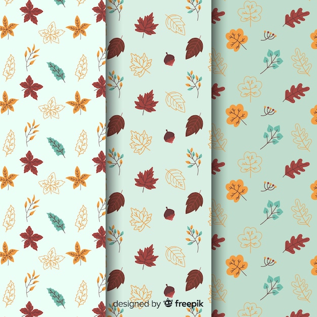 Set de estampados dibujados de otoño