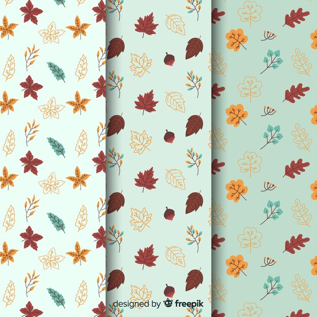 Set de estampados dibujados de otoño