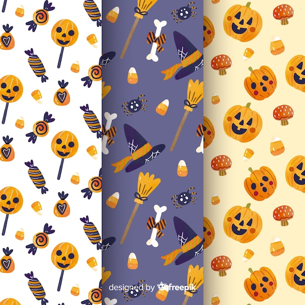 Set de estampados de halloween en acuarela