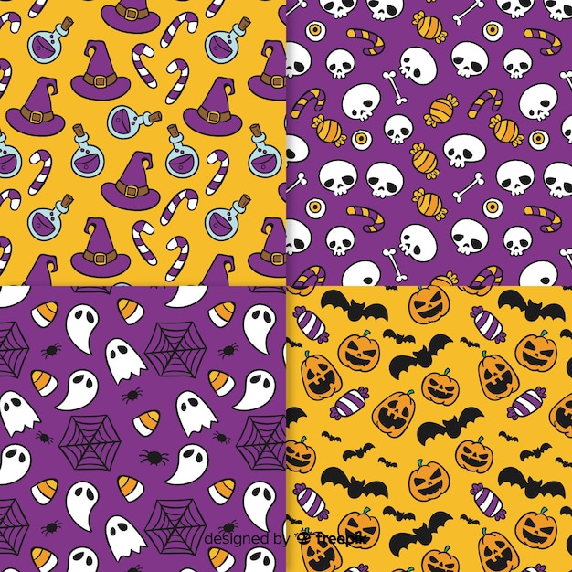 Set de estampados de halloween dibujados