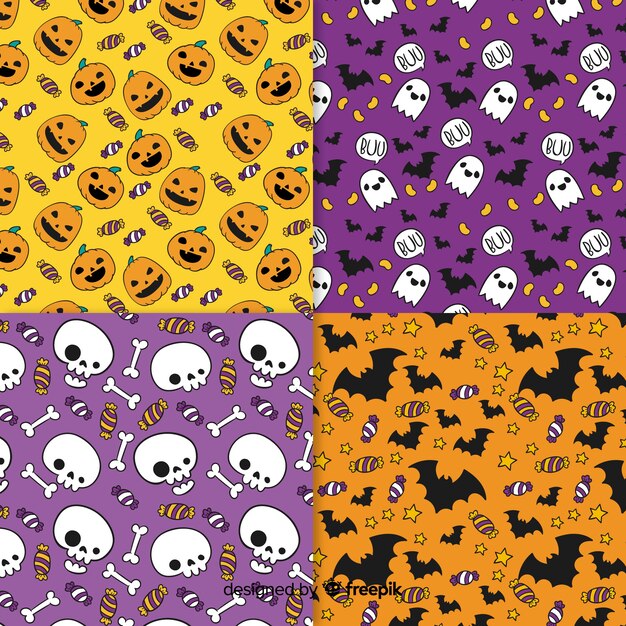 Set de estampados de halloween dibujados