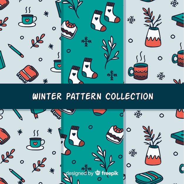 Vector gratuito set de estampados de invierno