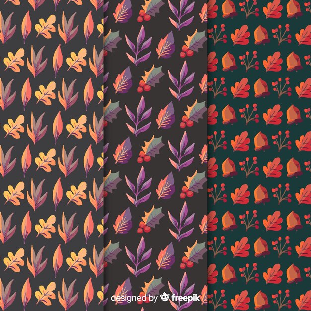 Set de estampados de otoño en acuarelas