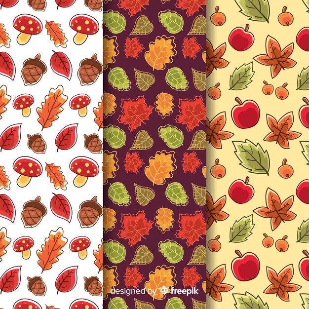 Set de estampados de otoño dibujados