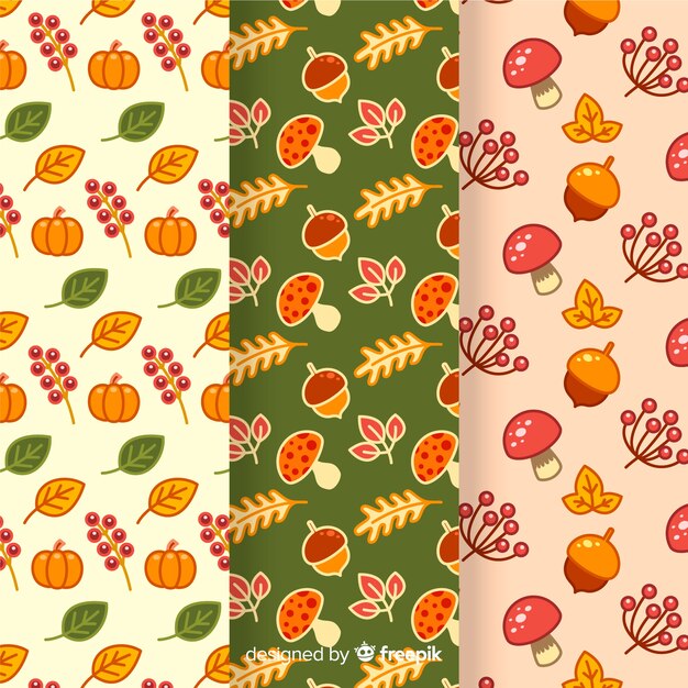 Set de estampados de otoño dibujados