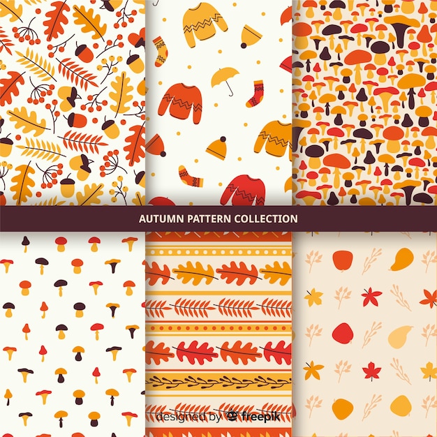 Vector gratuito set de estampados de otoño dibujados