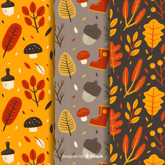 Set de estampados de otoño dibujados