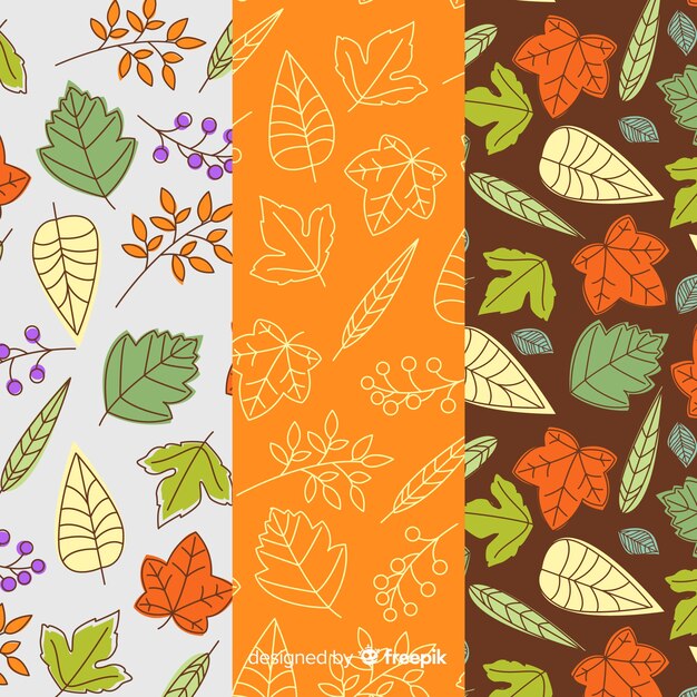 Set de estampados de otoño dibujados