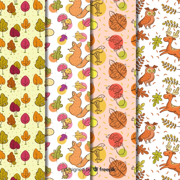 Set de estampados de otoño dibujados