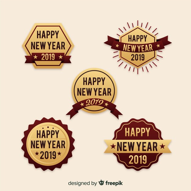 Set de etiquetas de año nuevo 2019