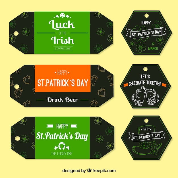 Set de etiquetas de bocetos del día de san patricio