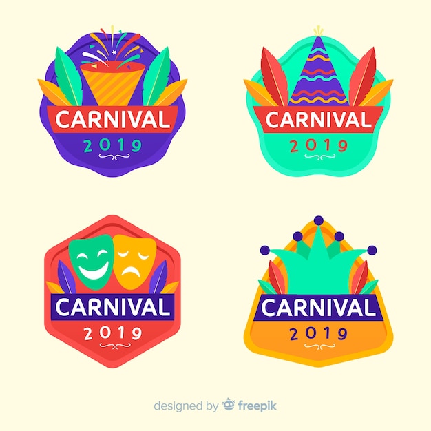 Vector gratuito set de etiquetas de carnava