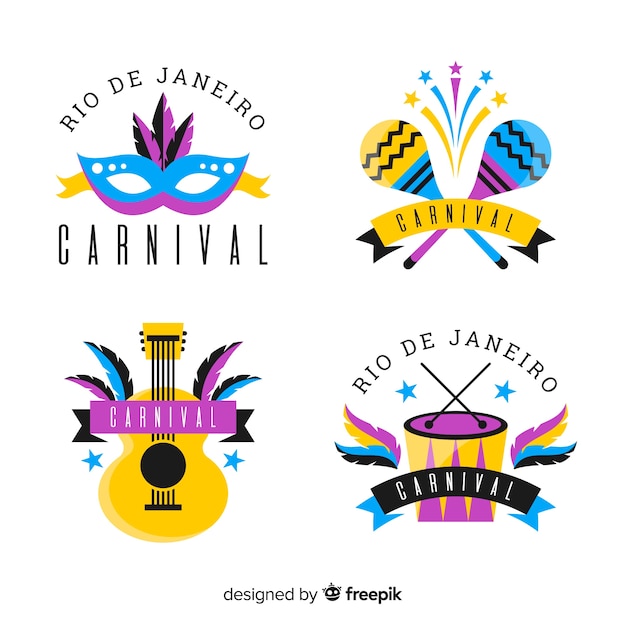 Vector gratuito set de etiquetas del carnaval de brasil